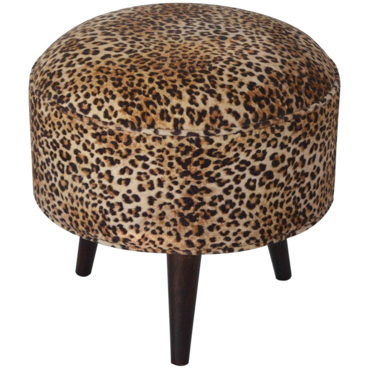Modern Hand Crafted Leopard Nordic Style Footstool - Brown – image 2