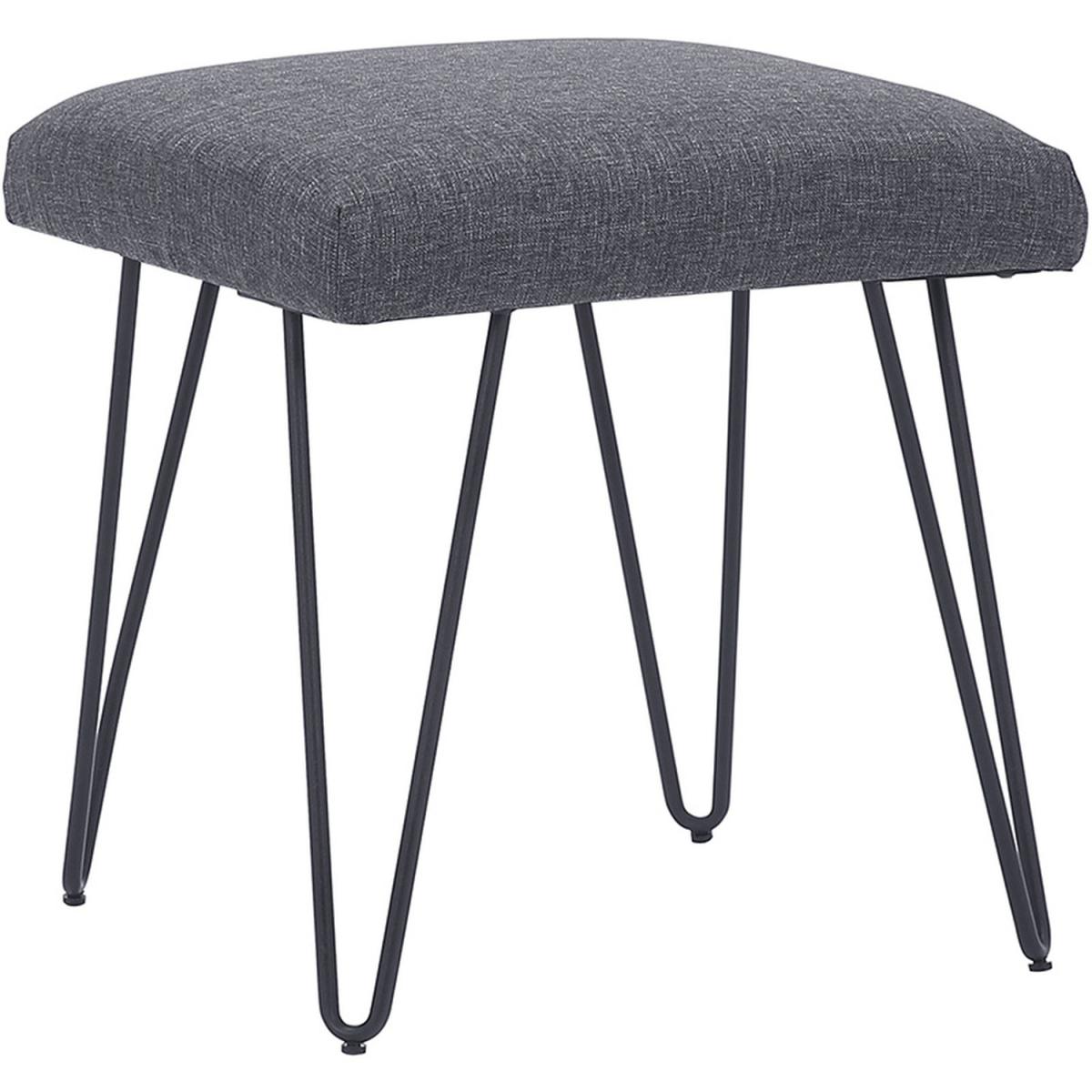 Upholstered Linen Ottoman - Light Grey – image 2