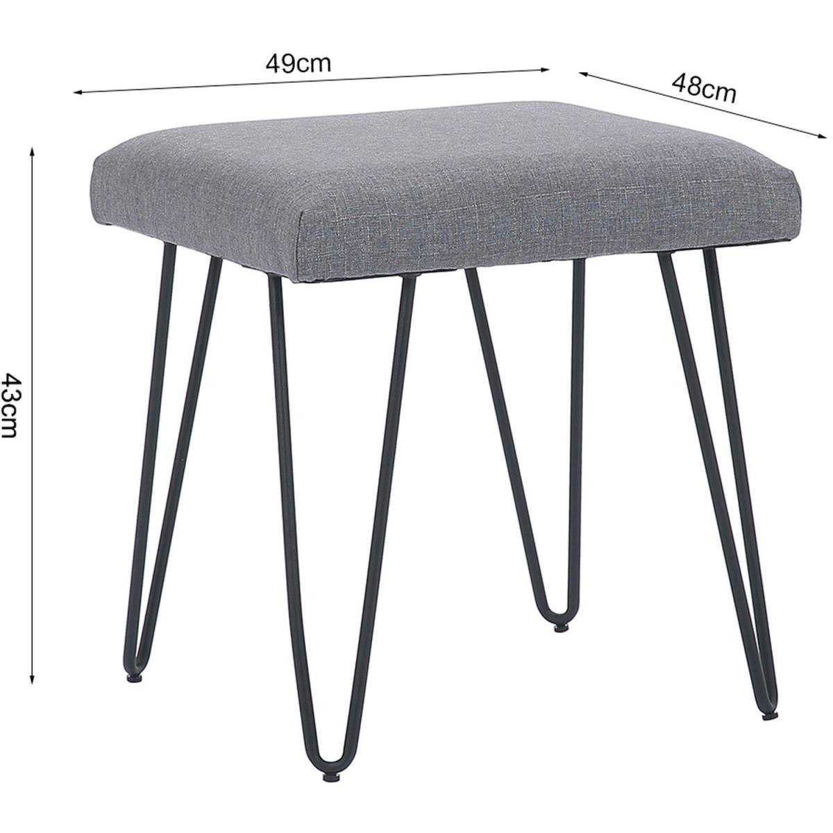 Upholstered Linen Ottoman - Light Grey – image 13