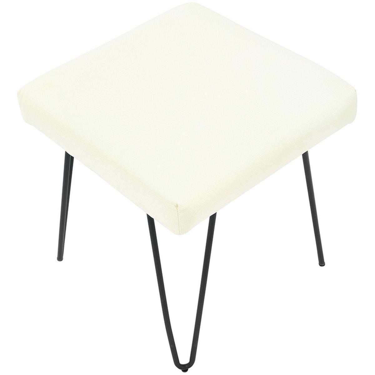 Upholstered Linen Ottoman - Light Grey – image 14