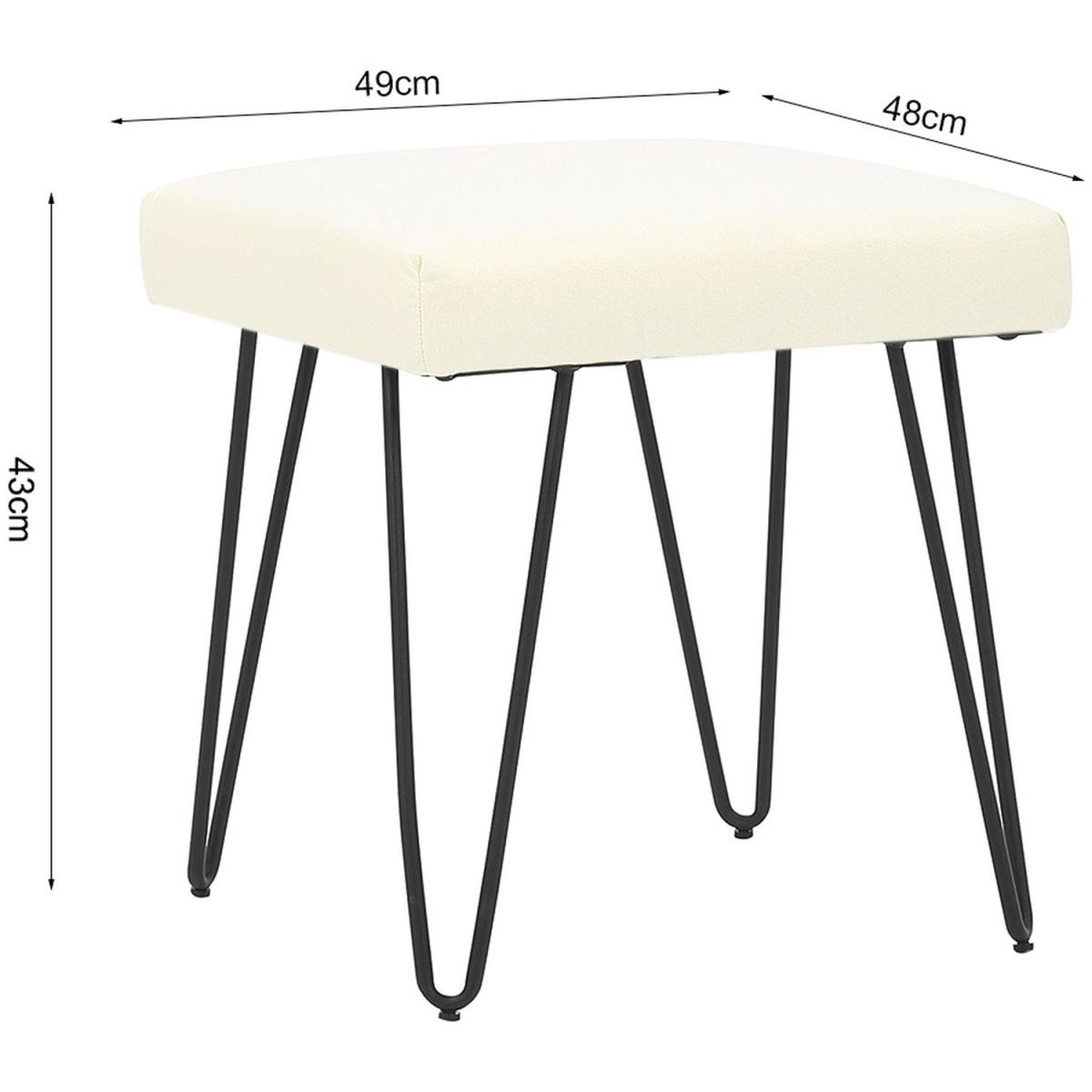 Upholstered Linen Ottoman - Light Grey – image 17