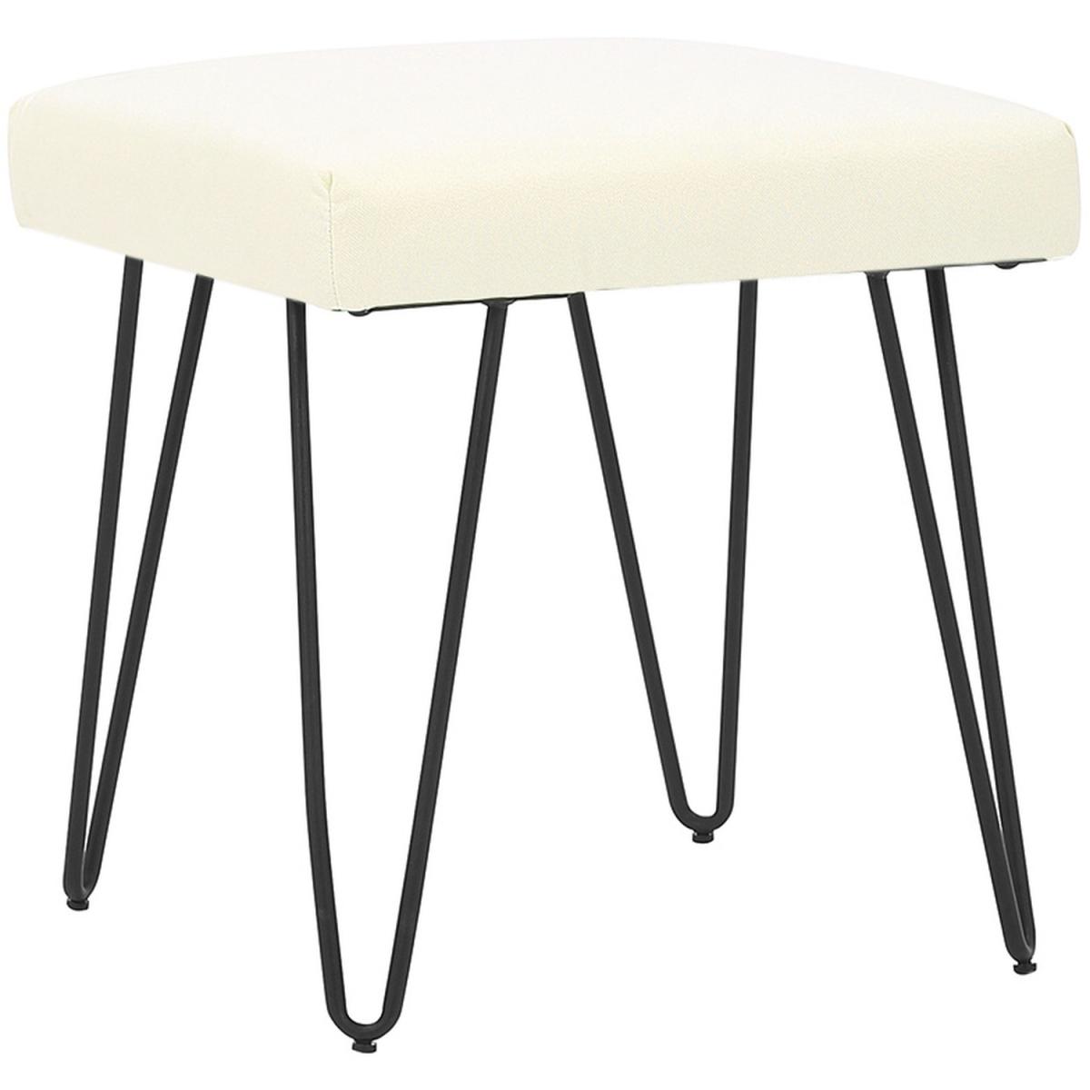 Upholstered Linen Ottoman - Light Grey – image 3