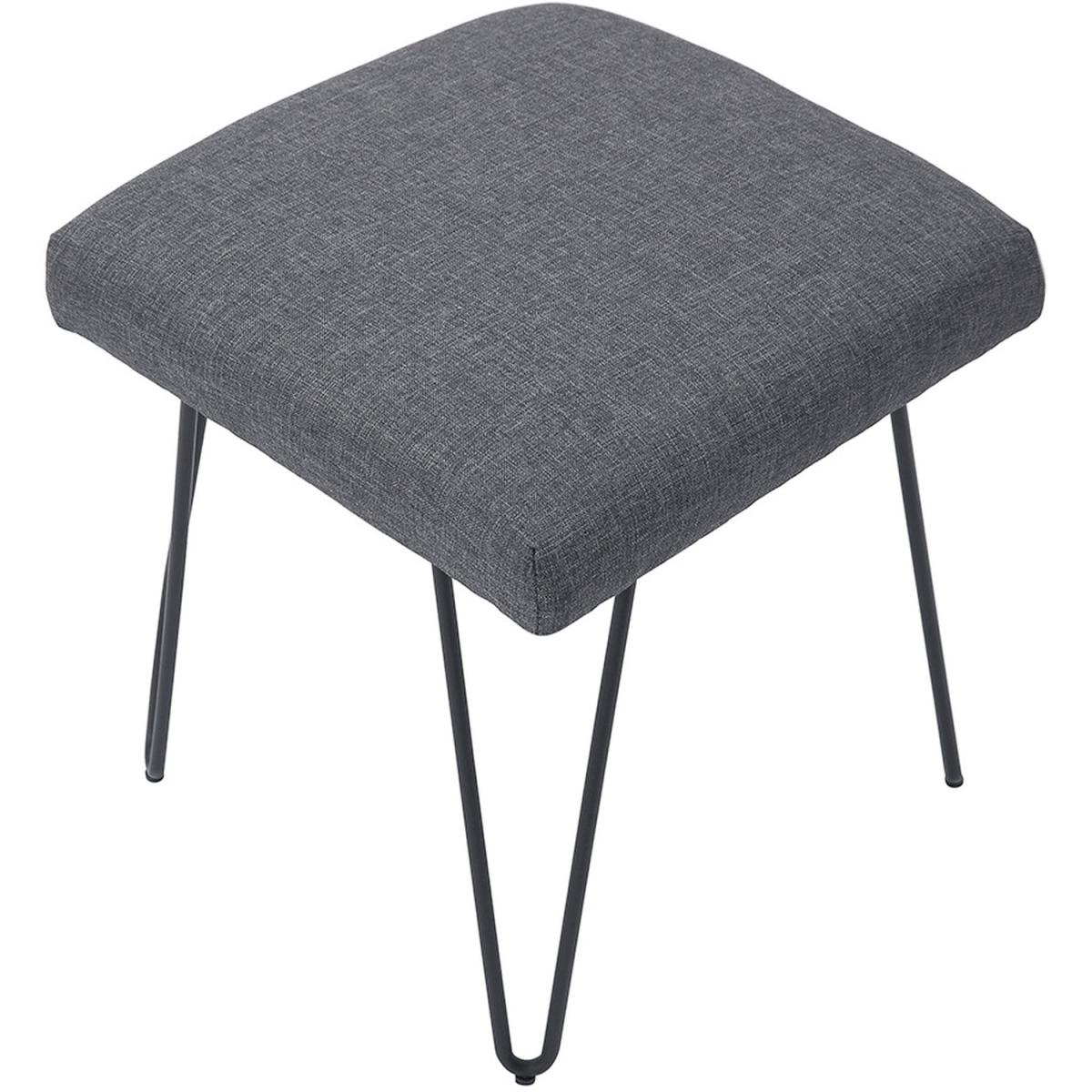 Upholstered Linen Ottoman - Light Grey – image 4