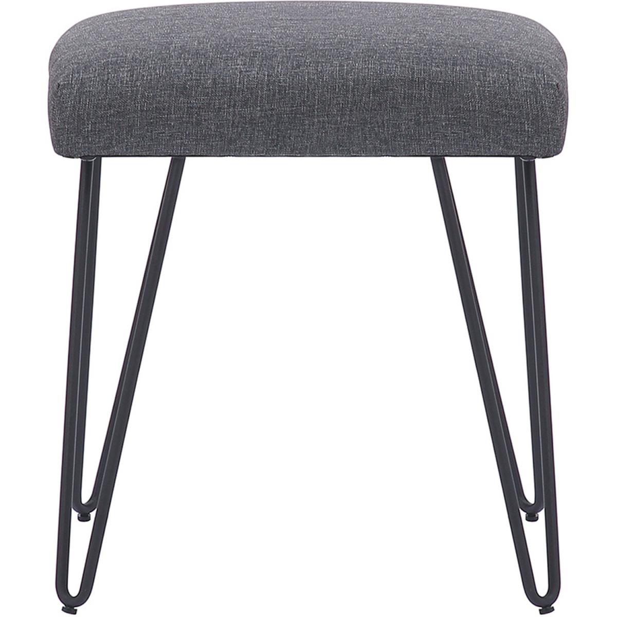 Upholstered Linen Ottoman - Light Grey – image 5