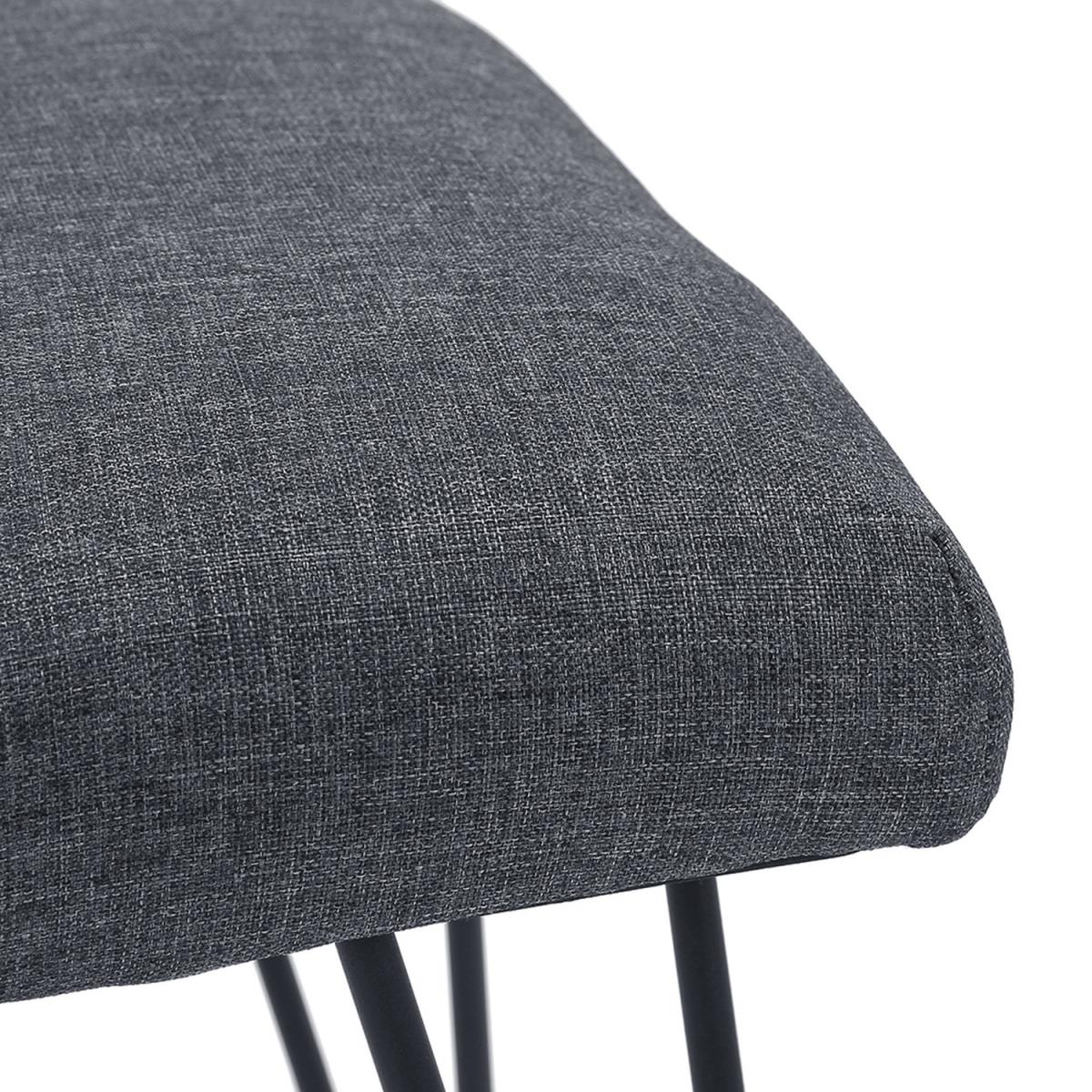 Upholstered Linen Ottoman - Light Grey – image 6