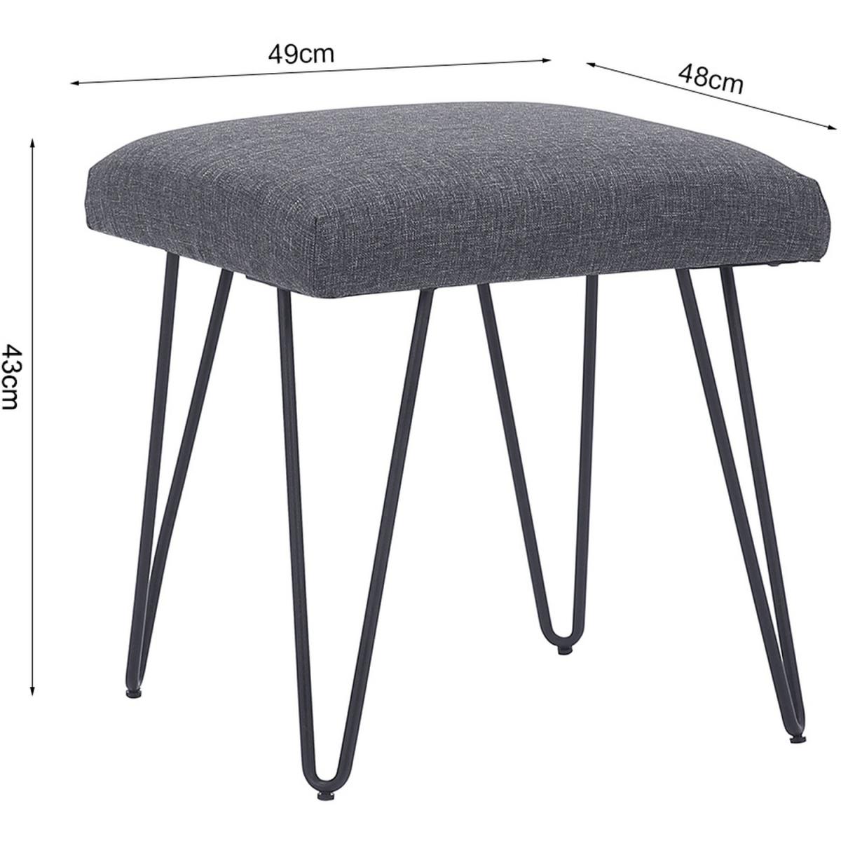 Upholstered Linen Ottoman - Light Grey – image 7