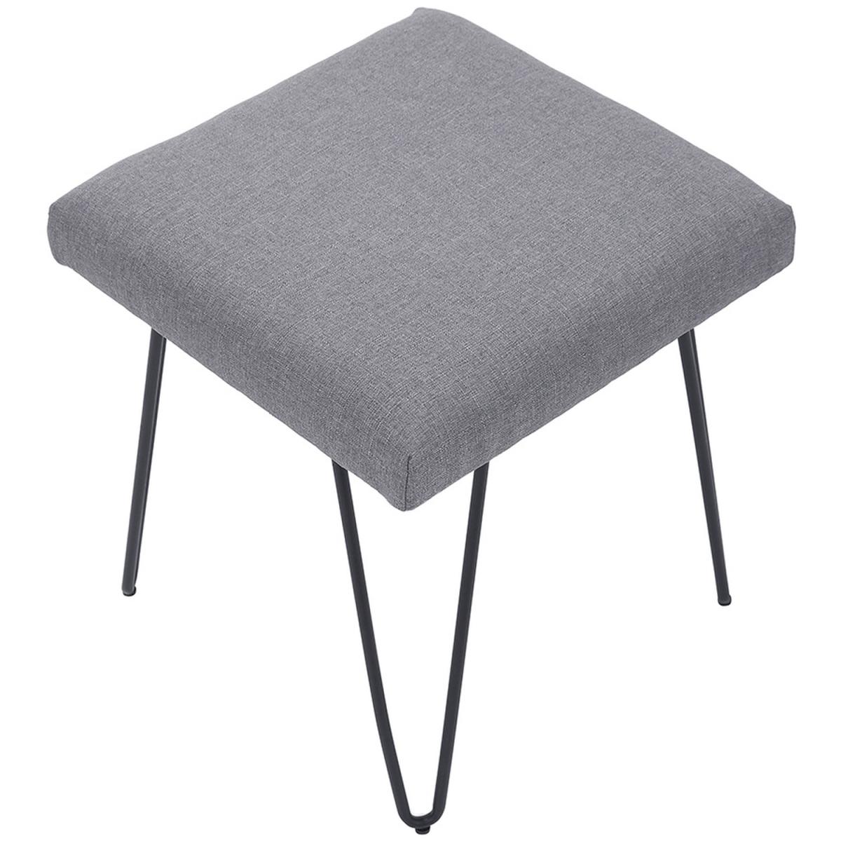 Upholstered Linen Ottoman - Light Grey – image 9