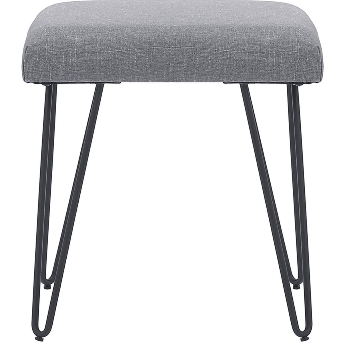 Upholstered Linen Ottoman - Light Grey – image 10
