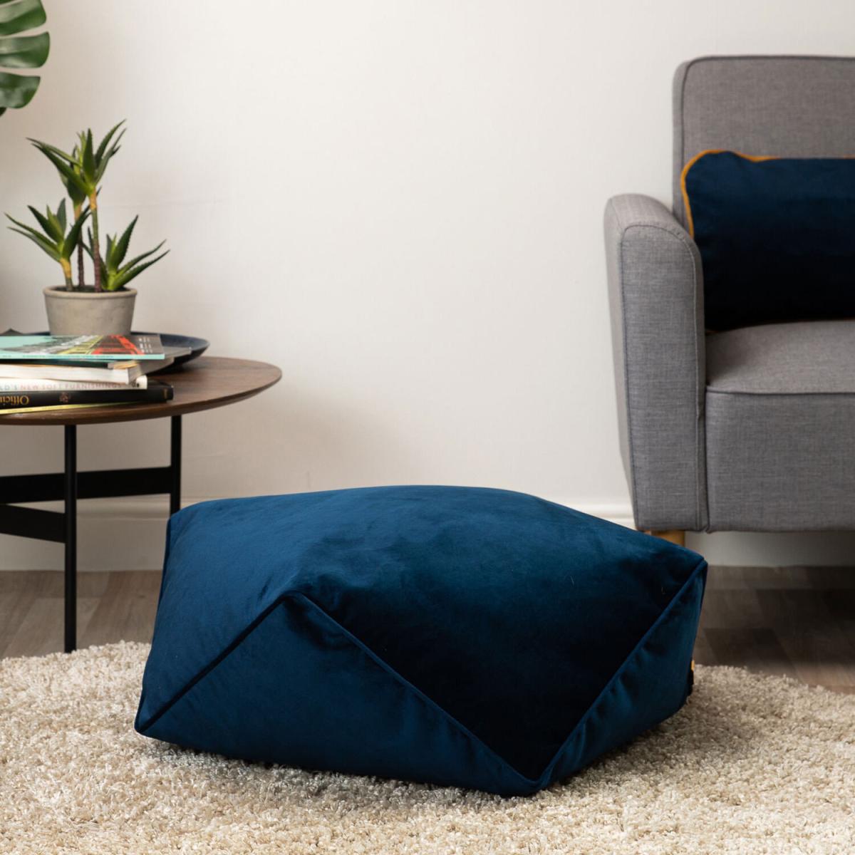 icon Baronette Velvet Pouffe - Navy – image 1