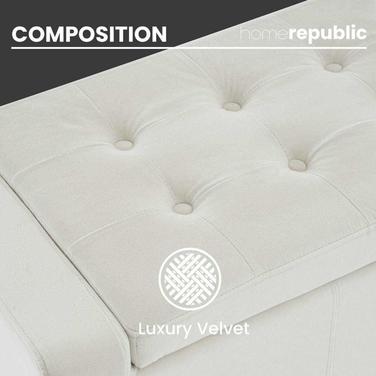 Luxury Matte Velvet ottoman Bench Seat  - Black – image 2