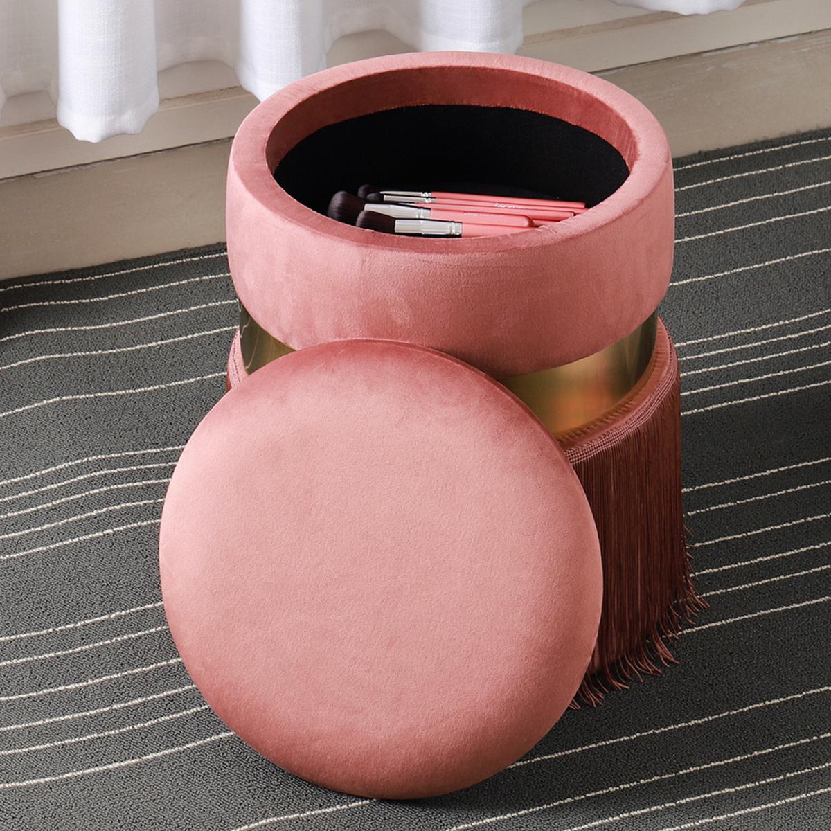 Tassel Storage Ottoman - Pink – image 6