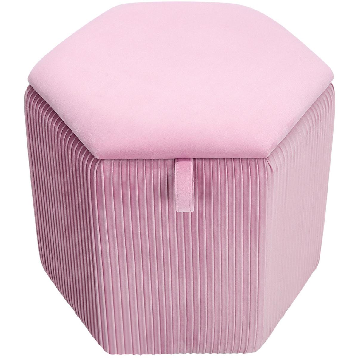 Hexagonal Storage Box Ottoman Bedroom Velvet Dressing Chair Seat Footstool - Grey – image 14