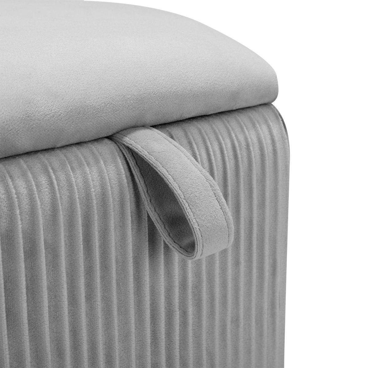 Hexagonal Storage Box Ottoman Bedroom Velvet Dressing Chair Seat Footstool - Grey – image 5
