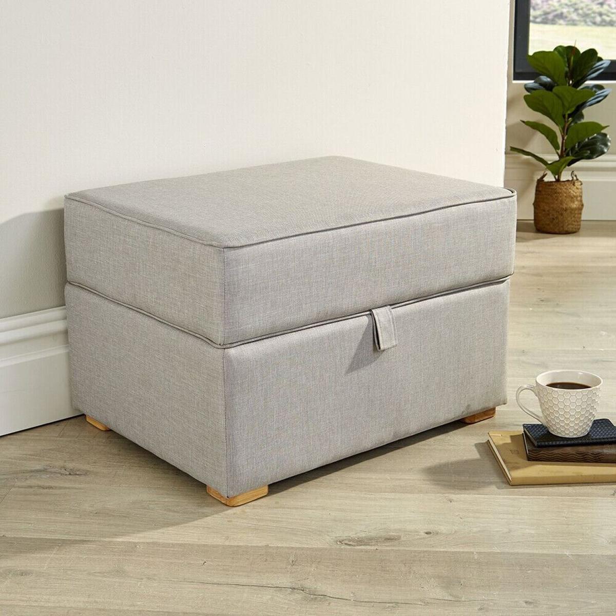 Scott Square Ottoman Storage Footstool - Light Grey - Light Grey – image 5