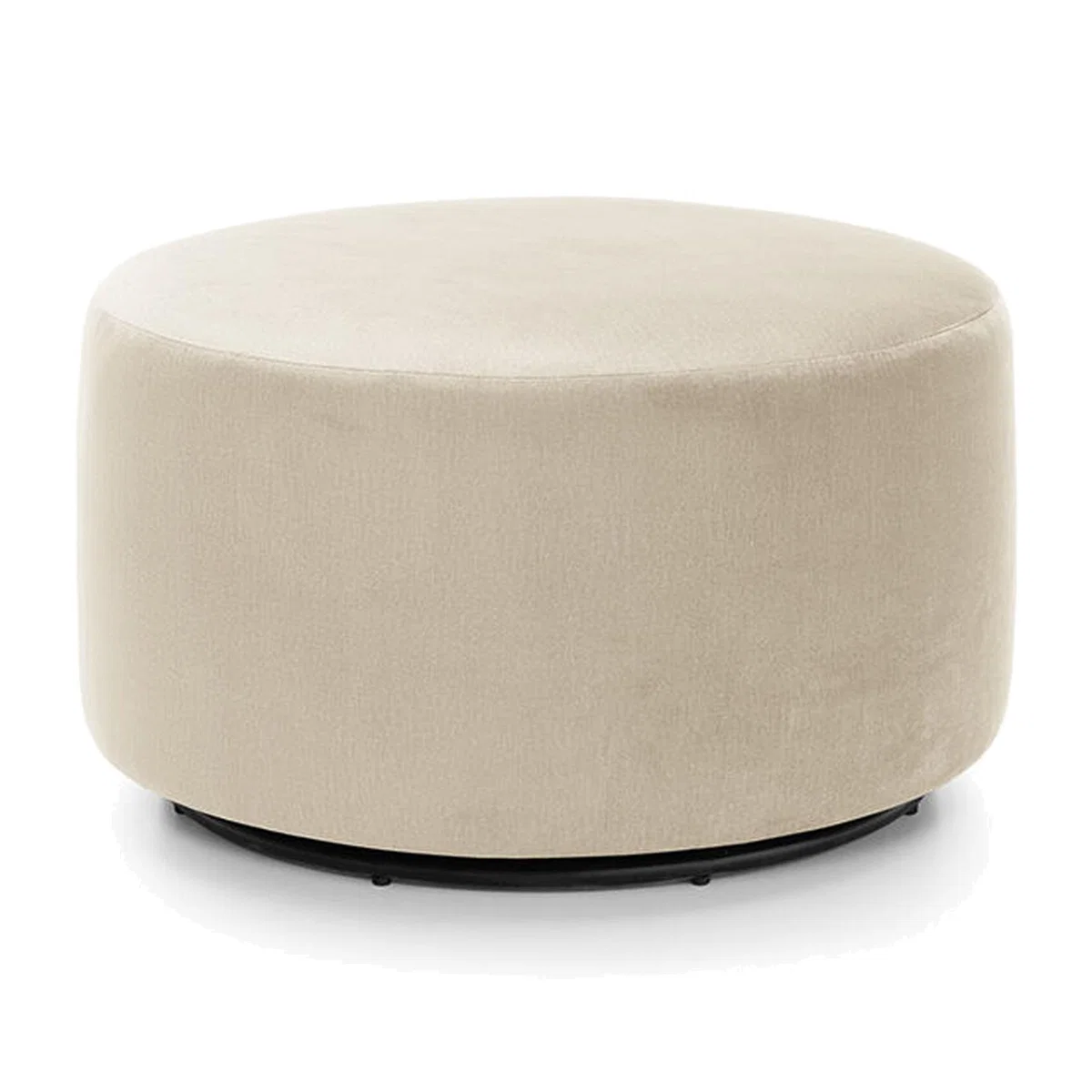 Chicago Velvet Quilted Swivel Footstool - Cream