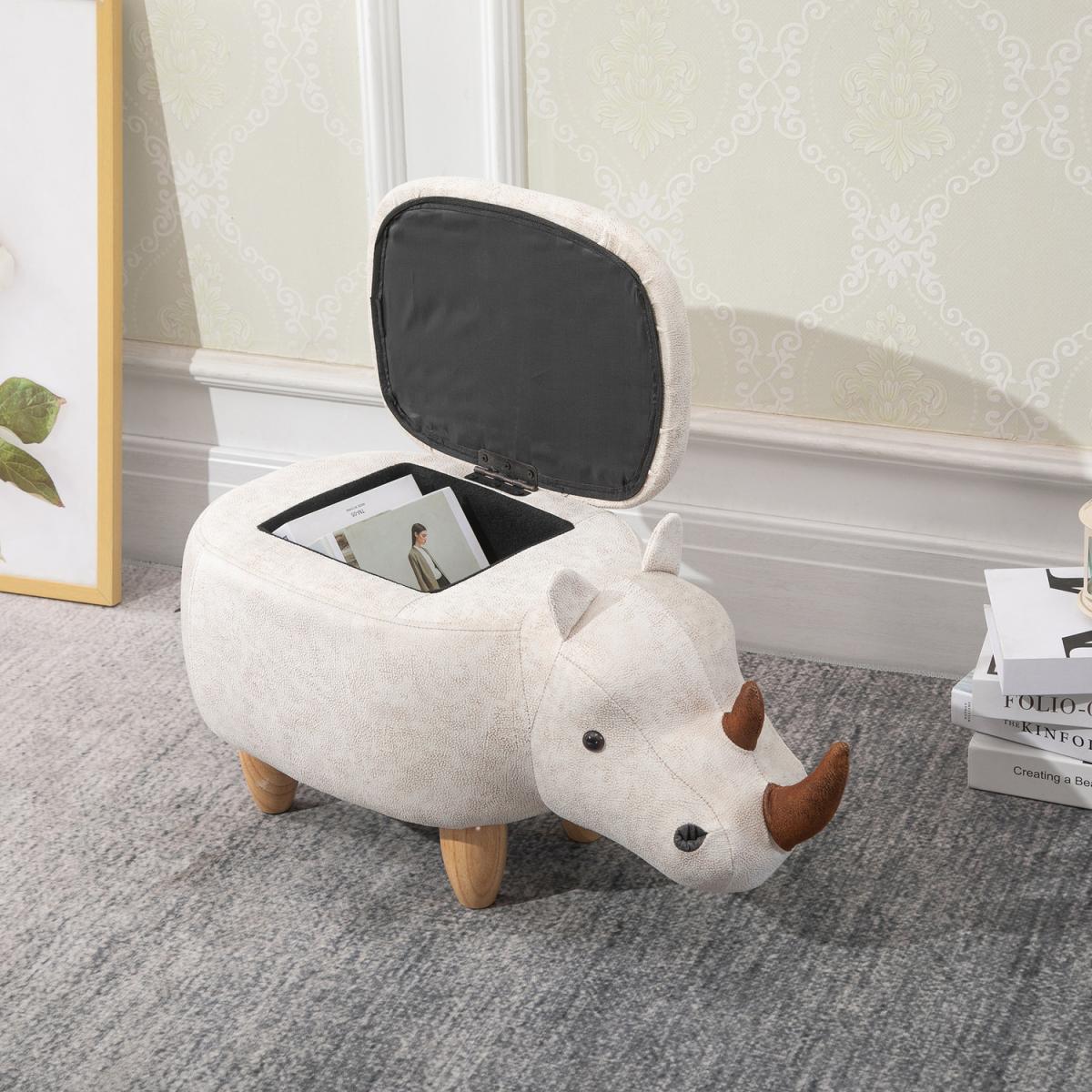 Rhino Storage Stool & Footrest with Wooden Frame - Grey – image 12