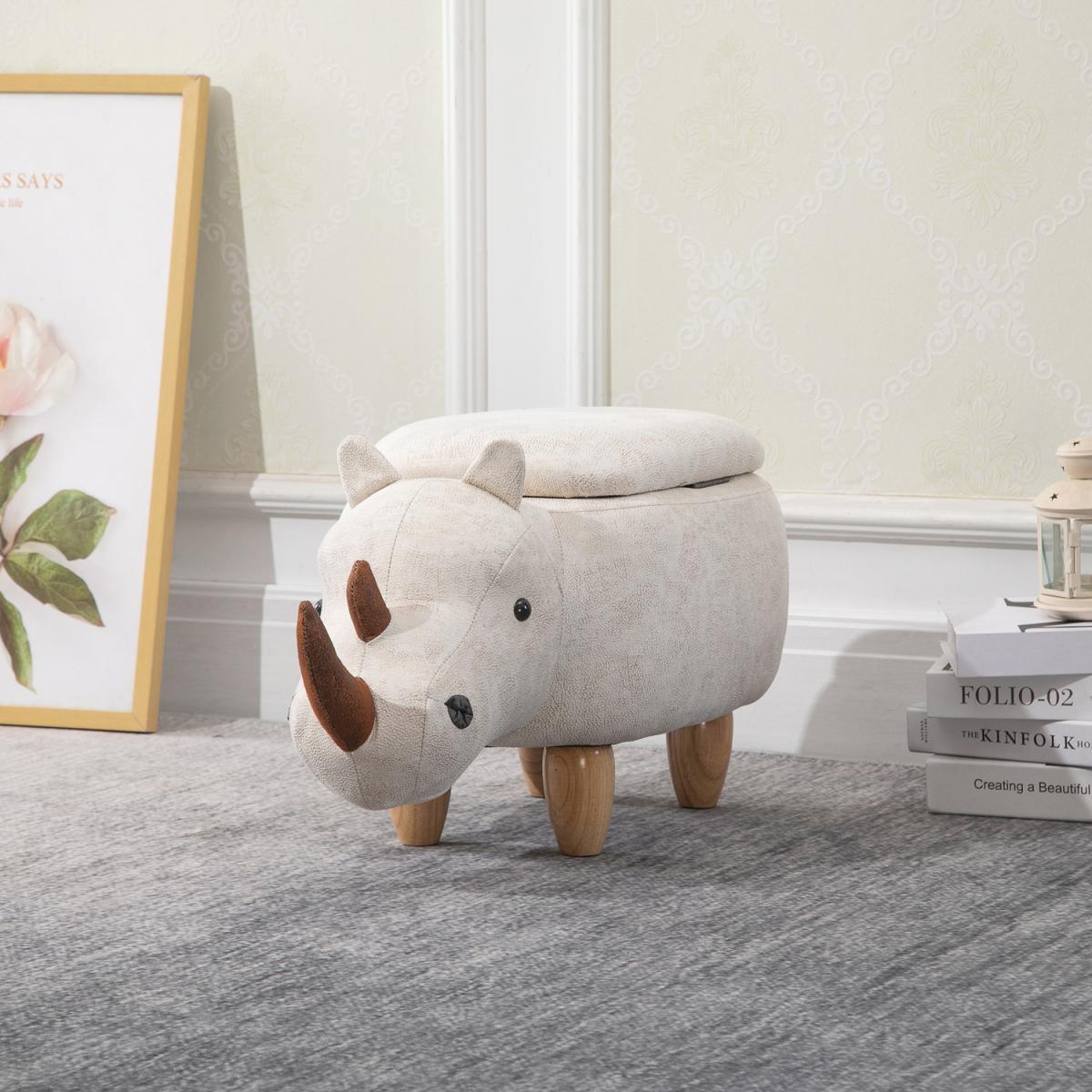 Rhino Storage Stool & Footrest with Wooden Frame - Grey – image 6