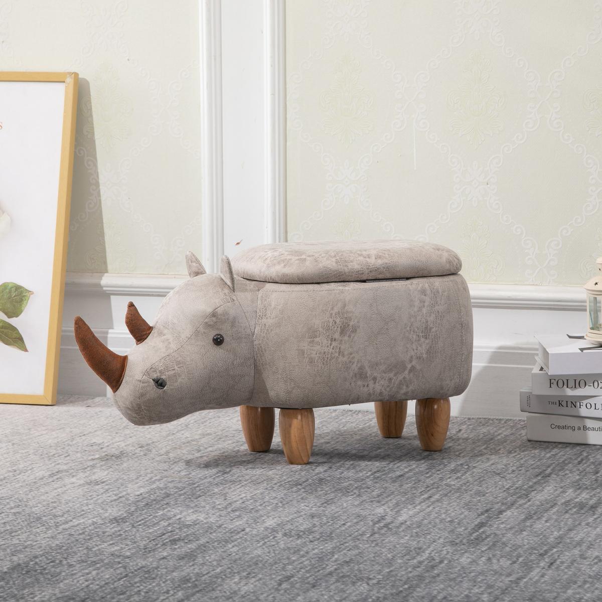 Rhino Storage Stool & Footrest with Wooden Frame - Grey – image 1