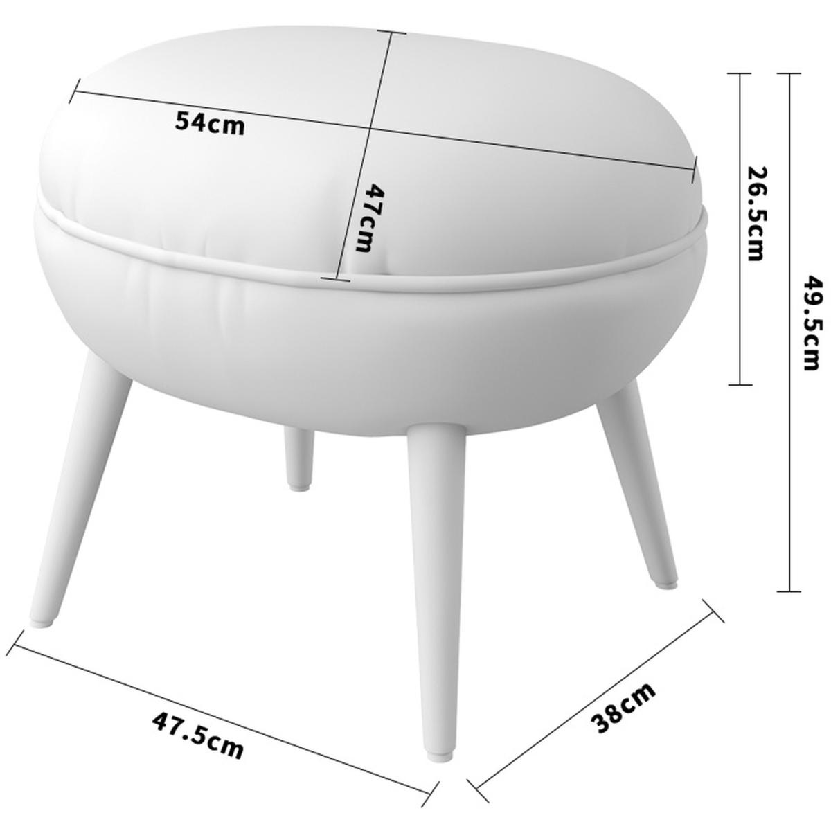 Upholstered Round Linen Fabric Footstool Pouffe Seat Stool Living Room - Grey – image 4