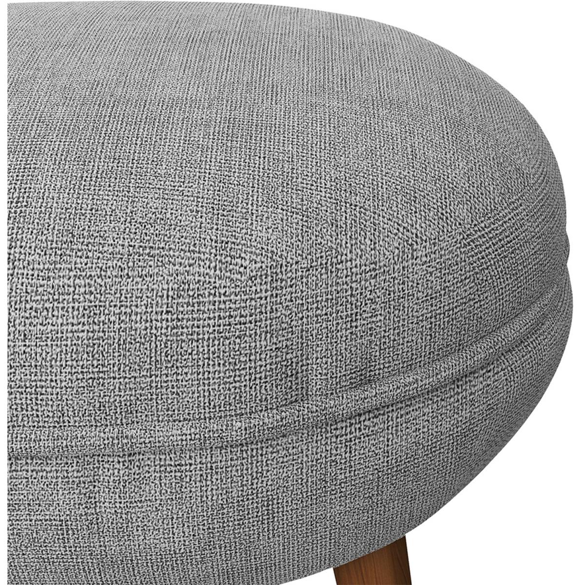Upholstered Round Linen Fabric Footstool Pouffe Seat Stool Living Room - Grey – image 5