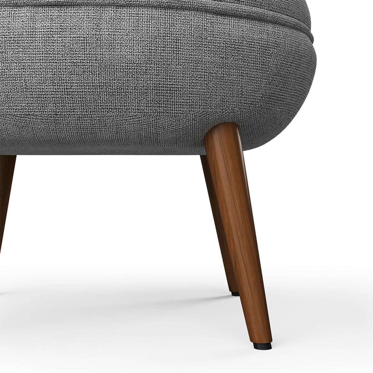 Upholstered Round Linen Fabric Footstool Pouffe Seat Stool Living Room - Grey – image 6