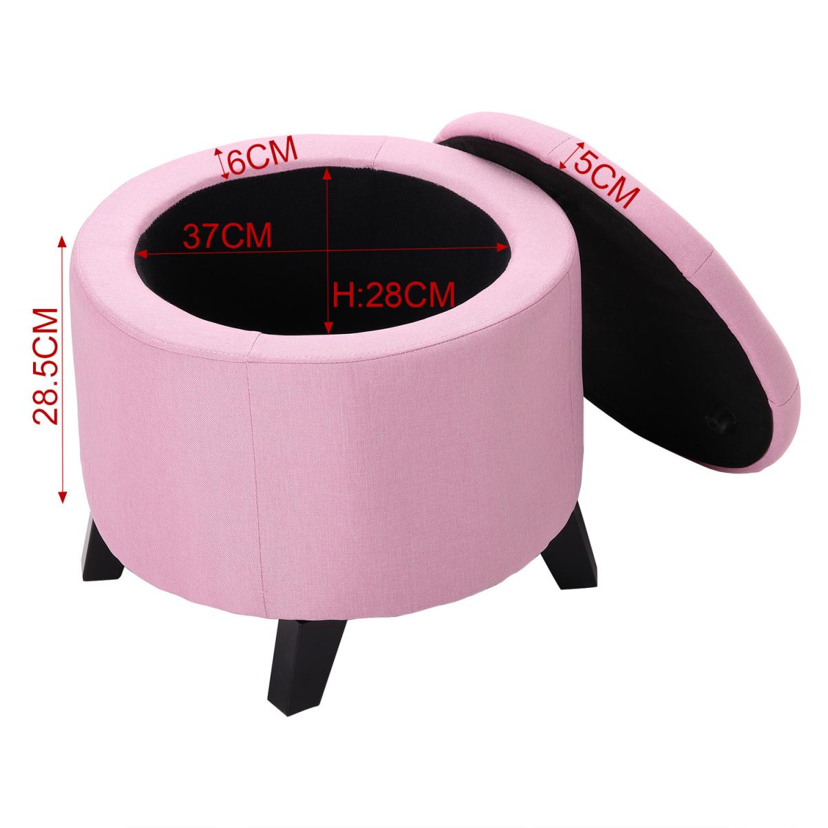 Round Storage Ottoman with Legs - Pink – image 2