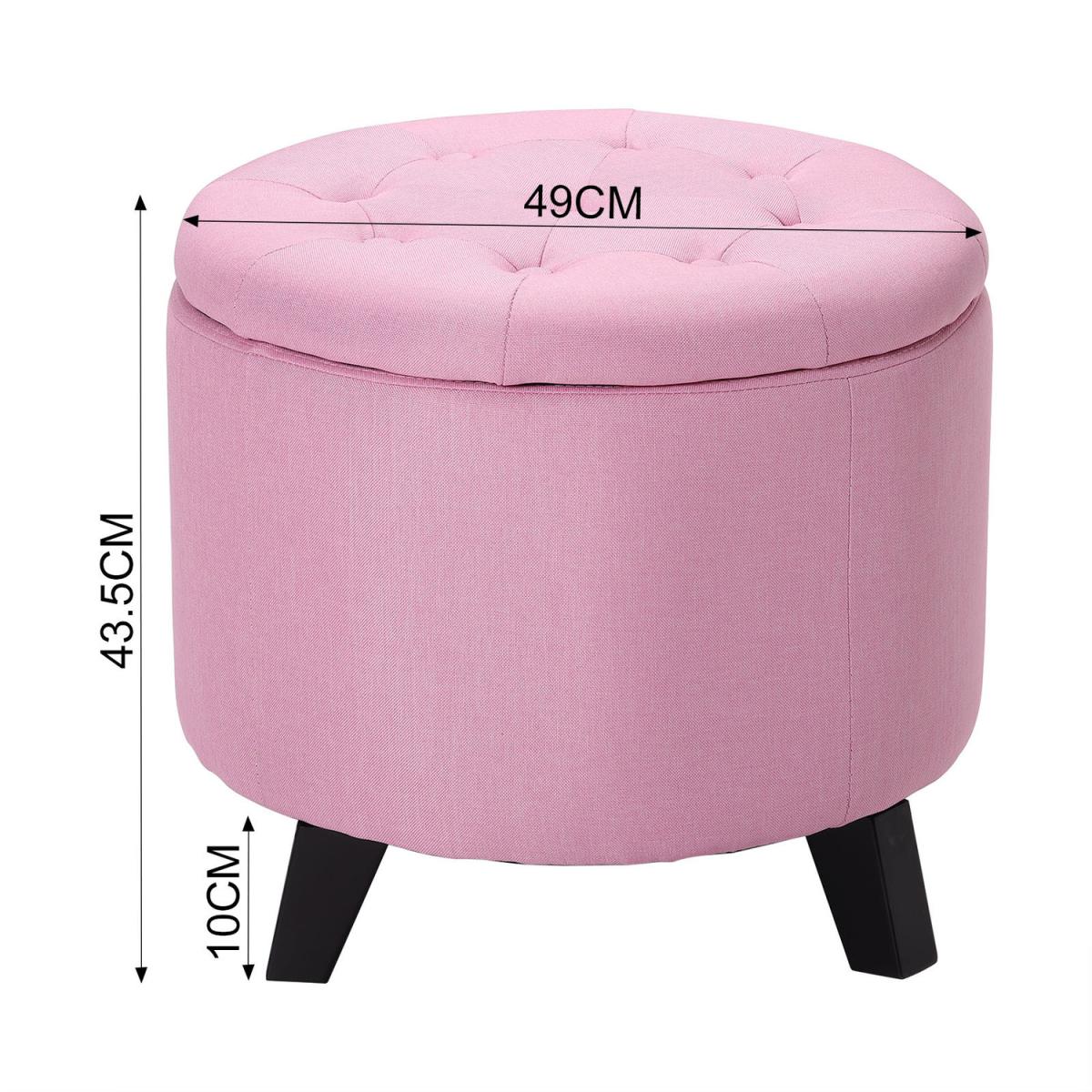 Round Storage Ottoman with Legs - Pink – image 3