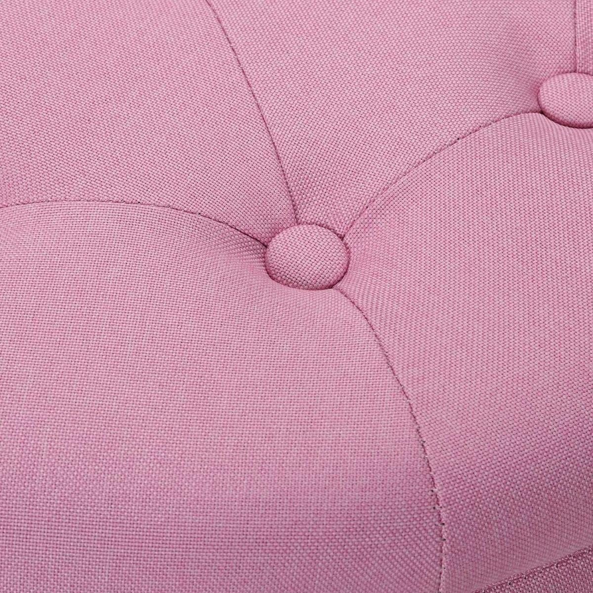 Round Storage Ottoman with Legs - Pink – image 4