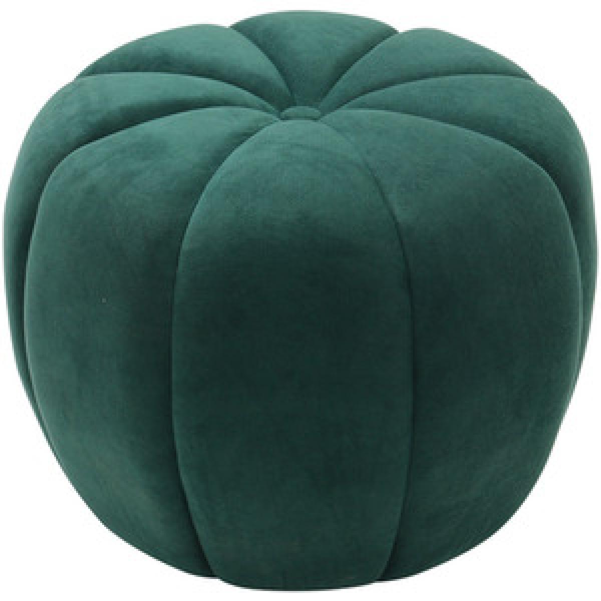 Pumpkin shape Upholstered Footstool - Dark Green / 55cm – image 5
