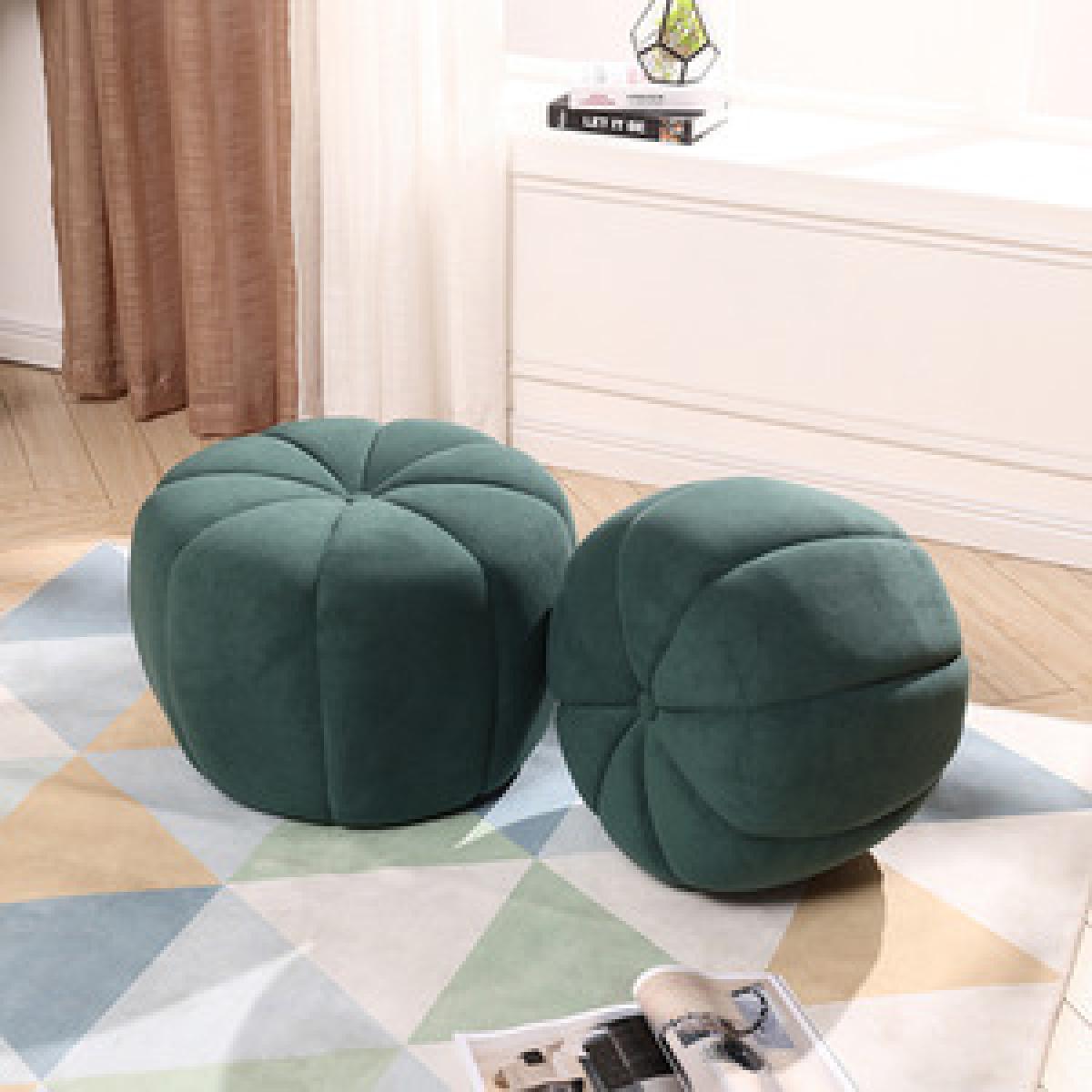 Pumpkin shape Upholstered Footstool - Dark Green / 55cm – image 9