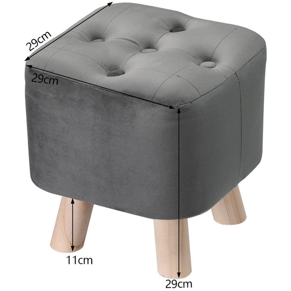 Square Plush Velvet Foot Rest Footstool Ottoman Seat Linving Room Grey - Grey – image 4