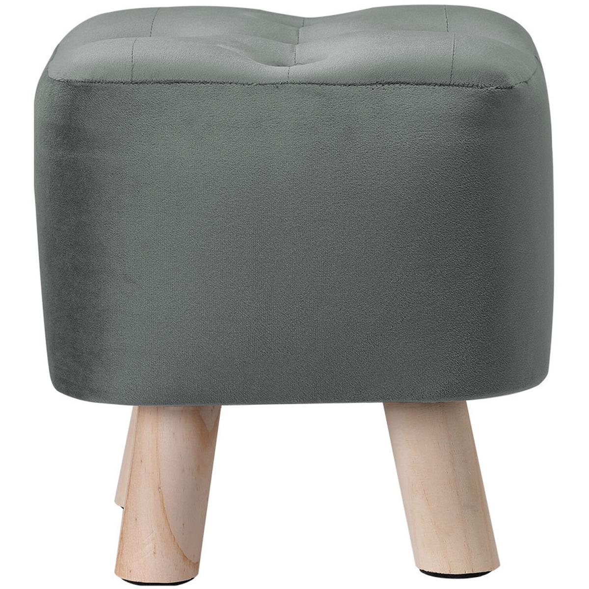 Square Plush Velvet Foot Rest Footstool Ottoman Seat Linving Room Grey - Grey – image 6