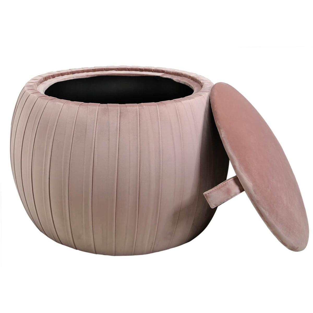 Round Wide Storage Ottoman with Storage - Pink – image 2