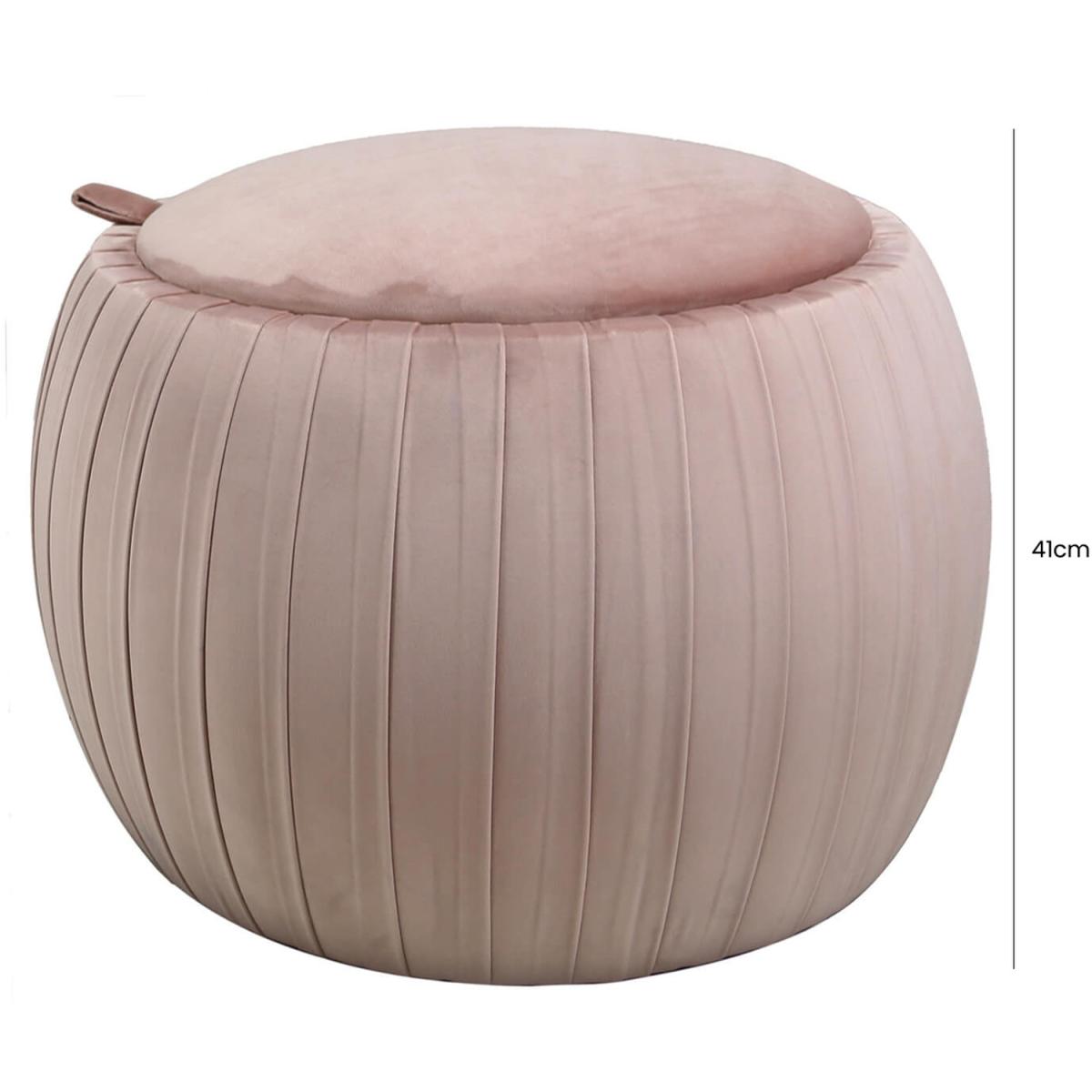 Round Wide Storage Ottoman with Storage - Pink – image 3