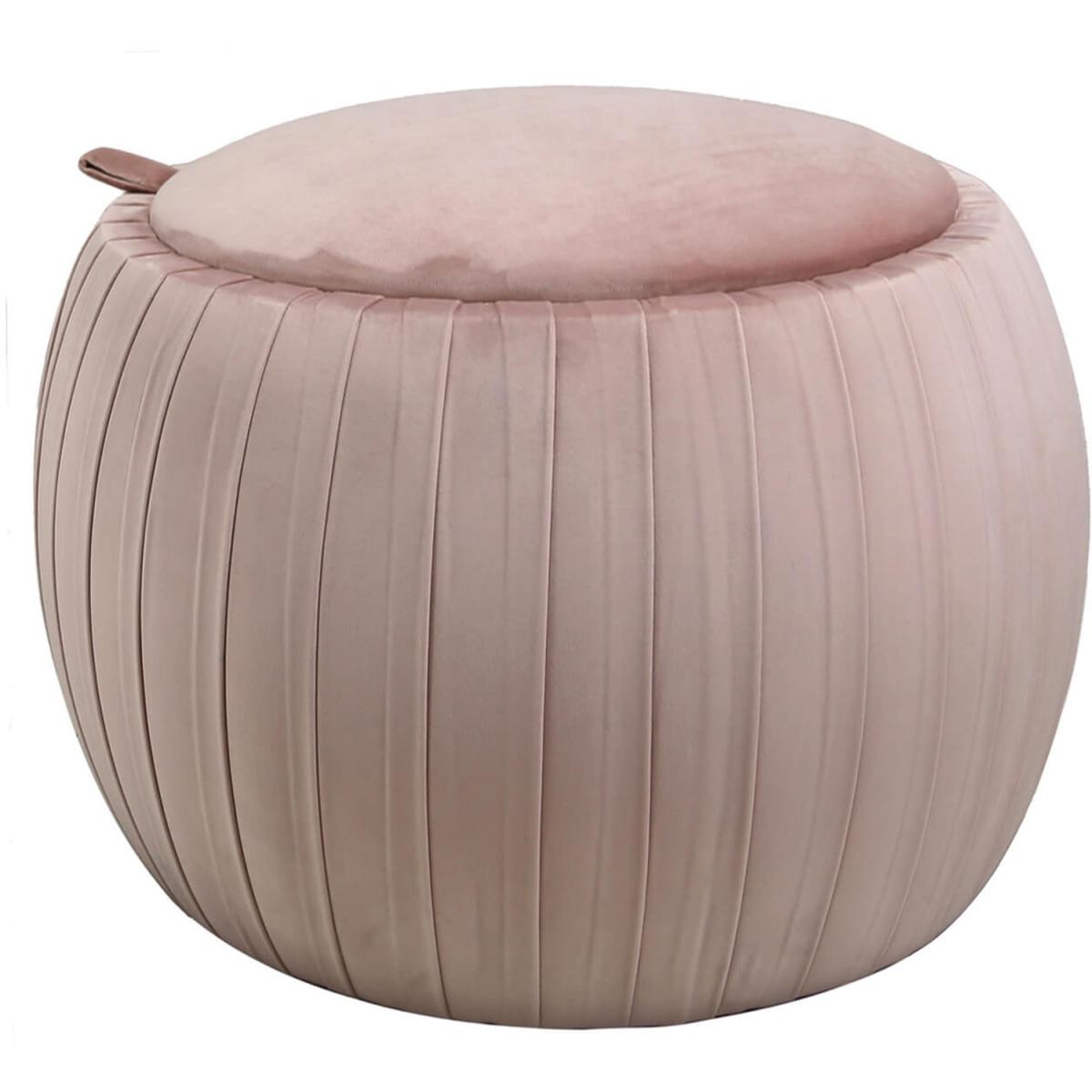 Round Wide Storage Ottoman with Storage - Pink – image 4