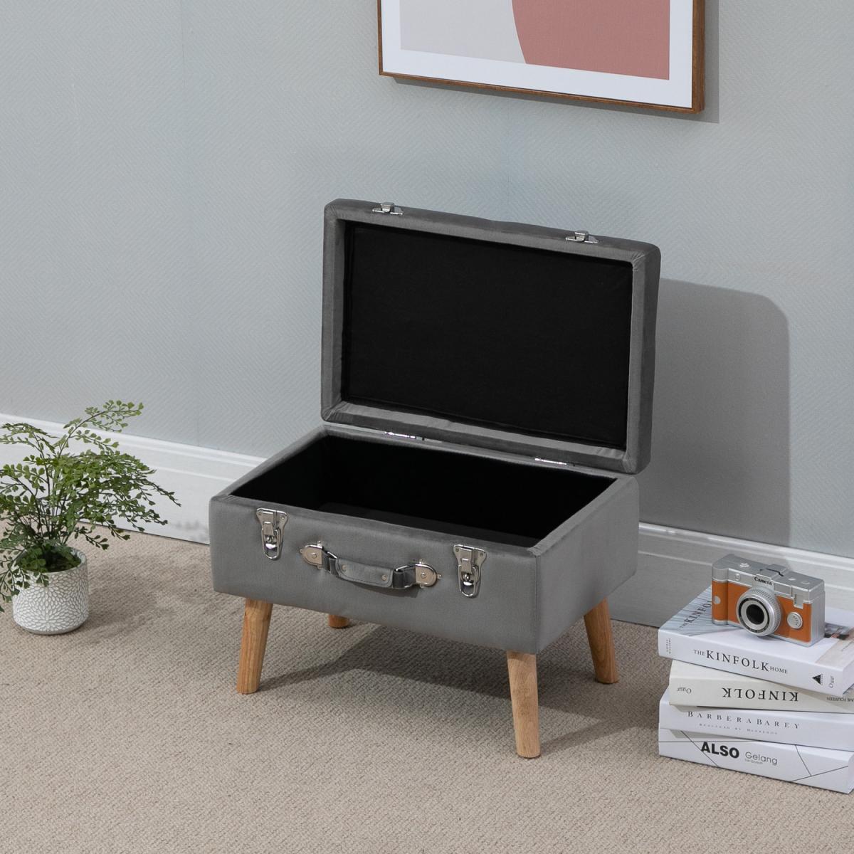 Velvet Touch Ottoman Suitcase Bench - Grey – image 2