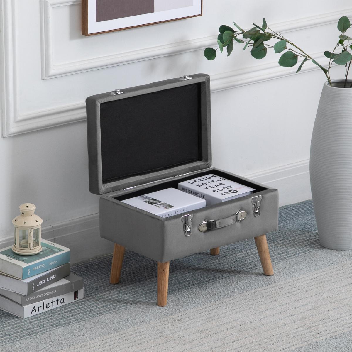 Velvet Touch Ottoman Suitcase Bench - Grey – image 3