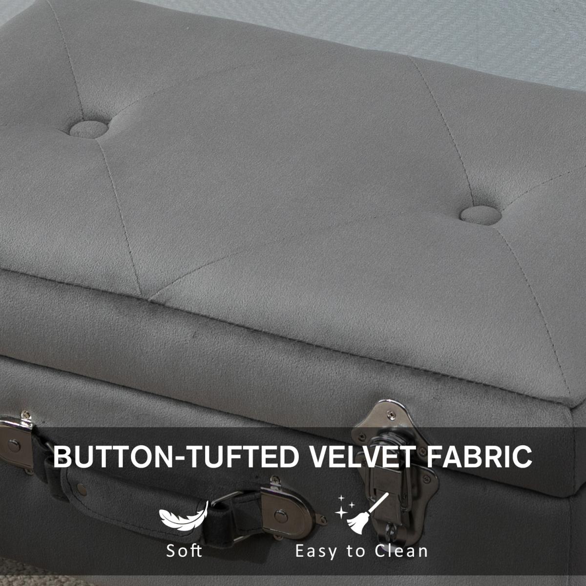 Velvet Touch Ottoman Suitcase Bench - Grey – image 6