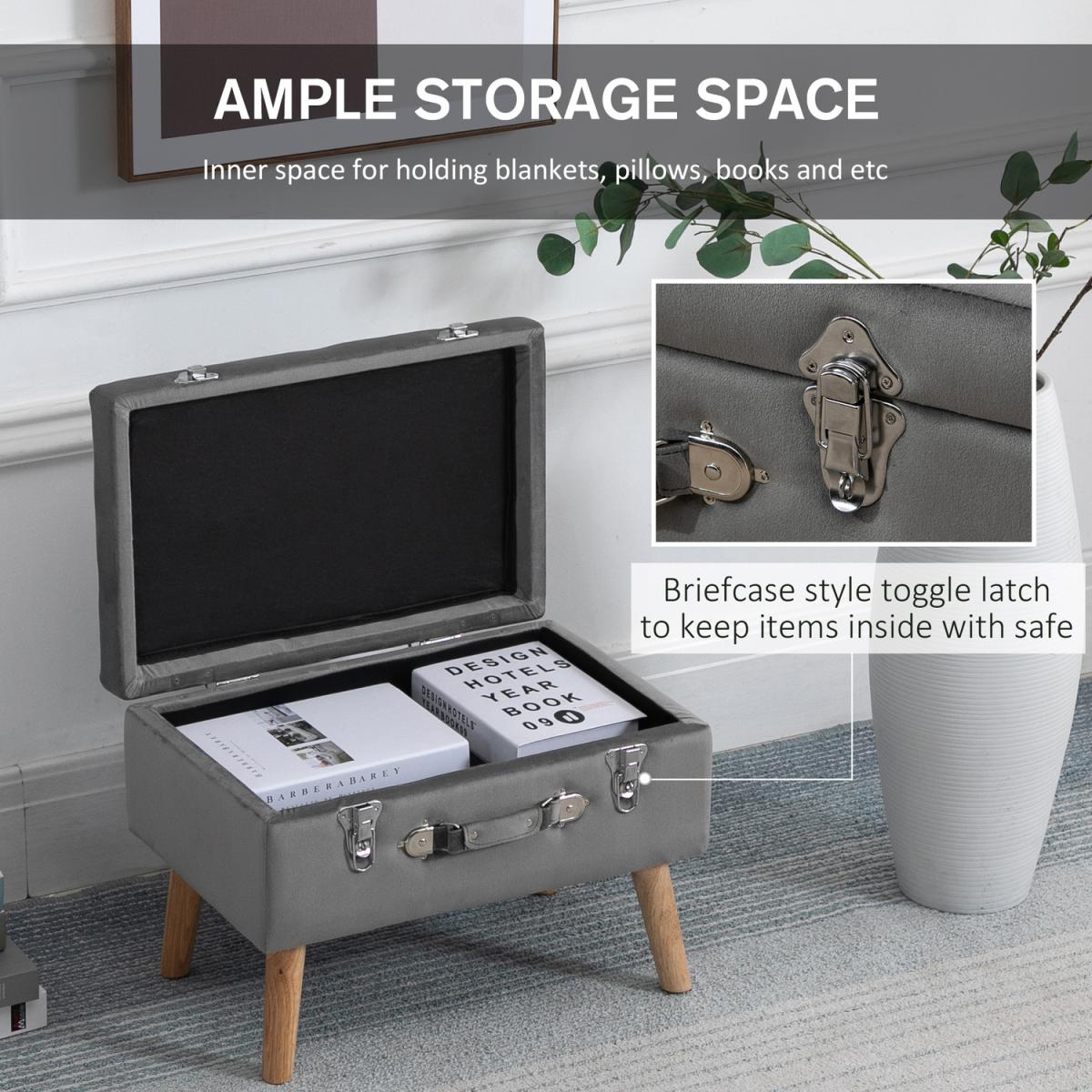 Velvet Touch Ottoman Suitcase Bench - Grey – image 7