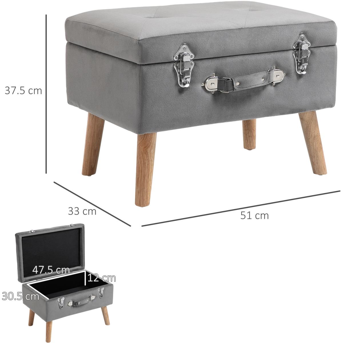 Velvet Touch Ottoman Suitcase Bench - Grey – image 8