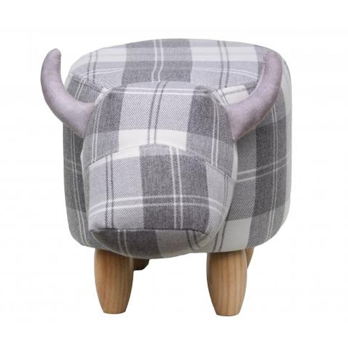 Tartan Fabric Footstool - Grey – image 3