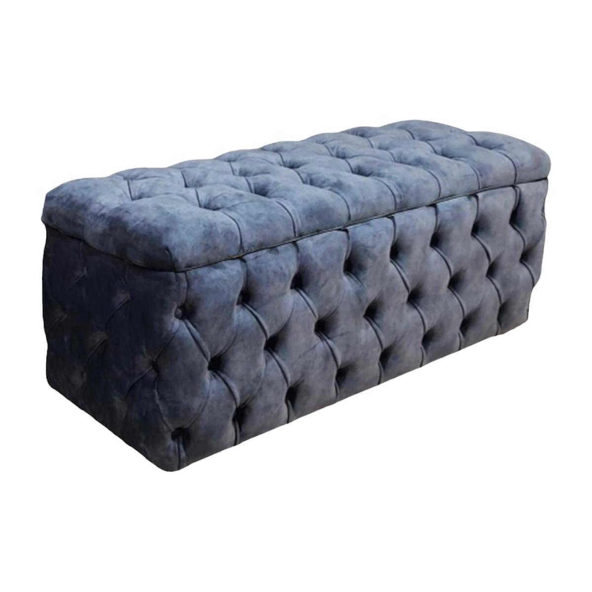 Gianni Chesterfield Ottoman Storage Box - Grey