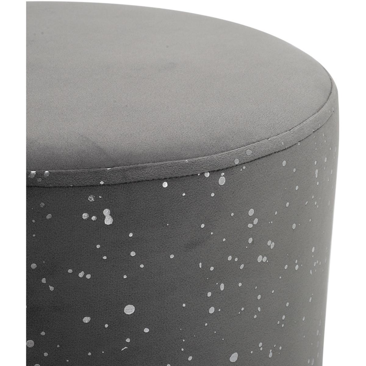 Velvet Accent Round Stool Bedroom Dressing Chair Guest Seat Vanity Footstool - Grey – image 5