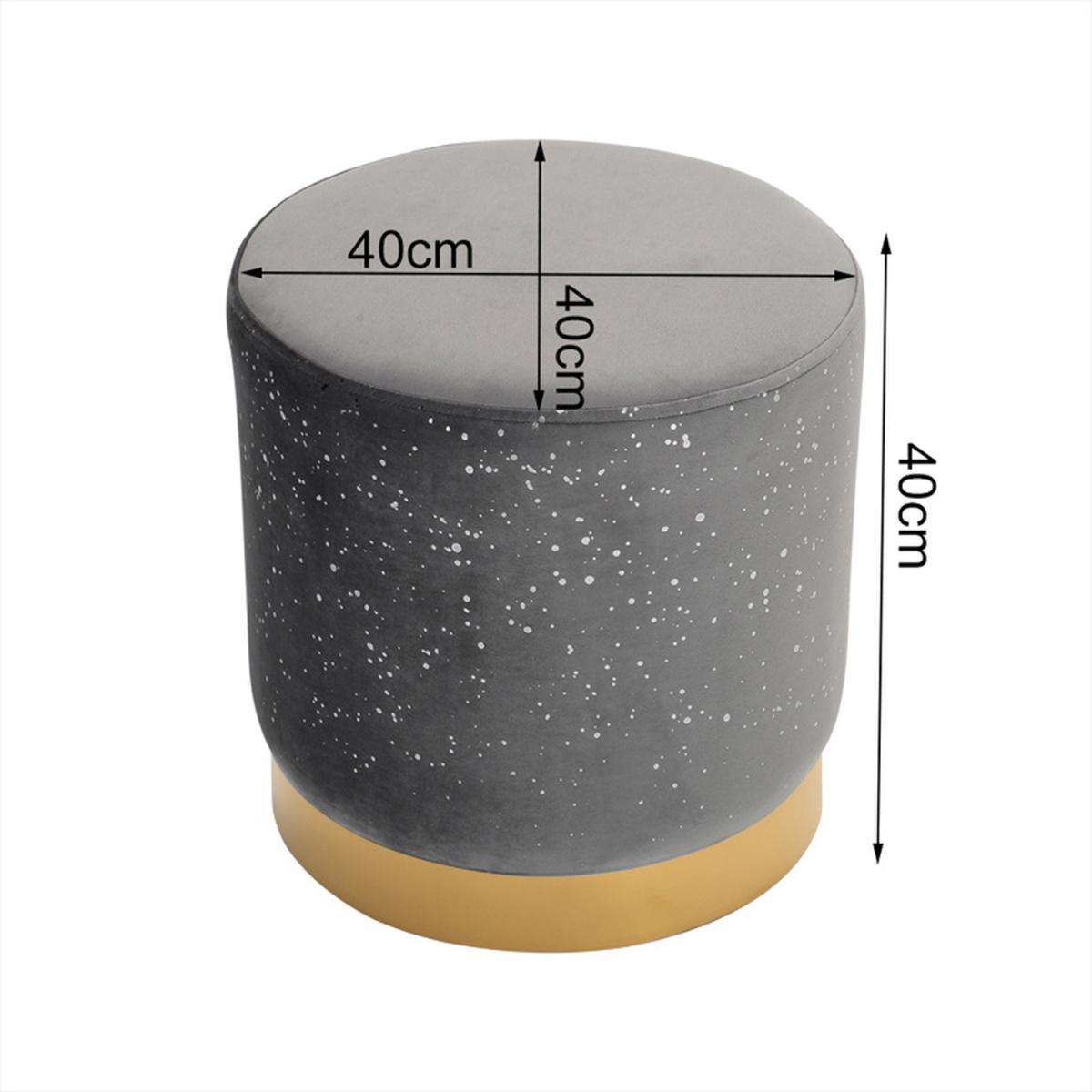 Velvet Accent Round Stool Bedroom Dressing Chair Guest Seat Vanity Footstool - Grey – image 6