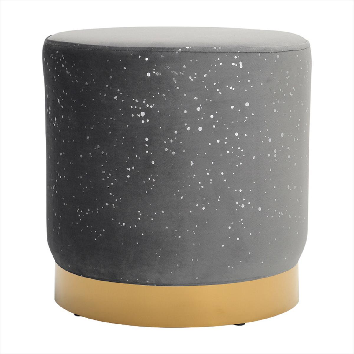 Velvet Accent Round Stool Bedroom Dressing Chair Guest Seat Vanity Footstool - Grey – image 7