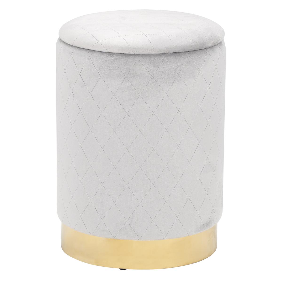 Grey Quilted Storage Stool – image 2