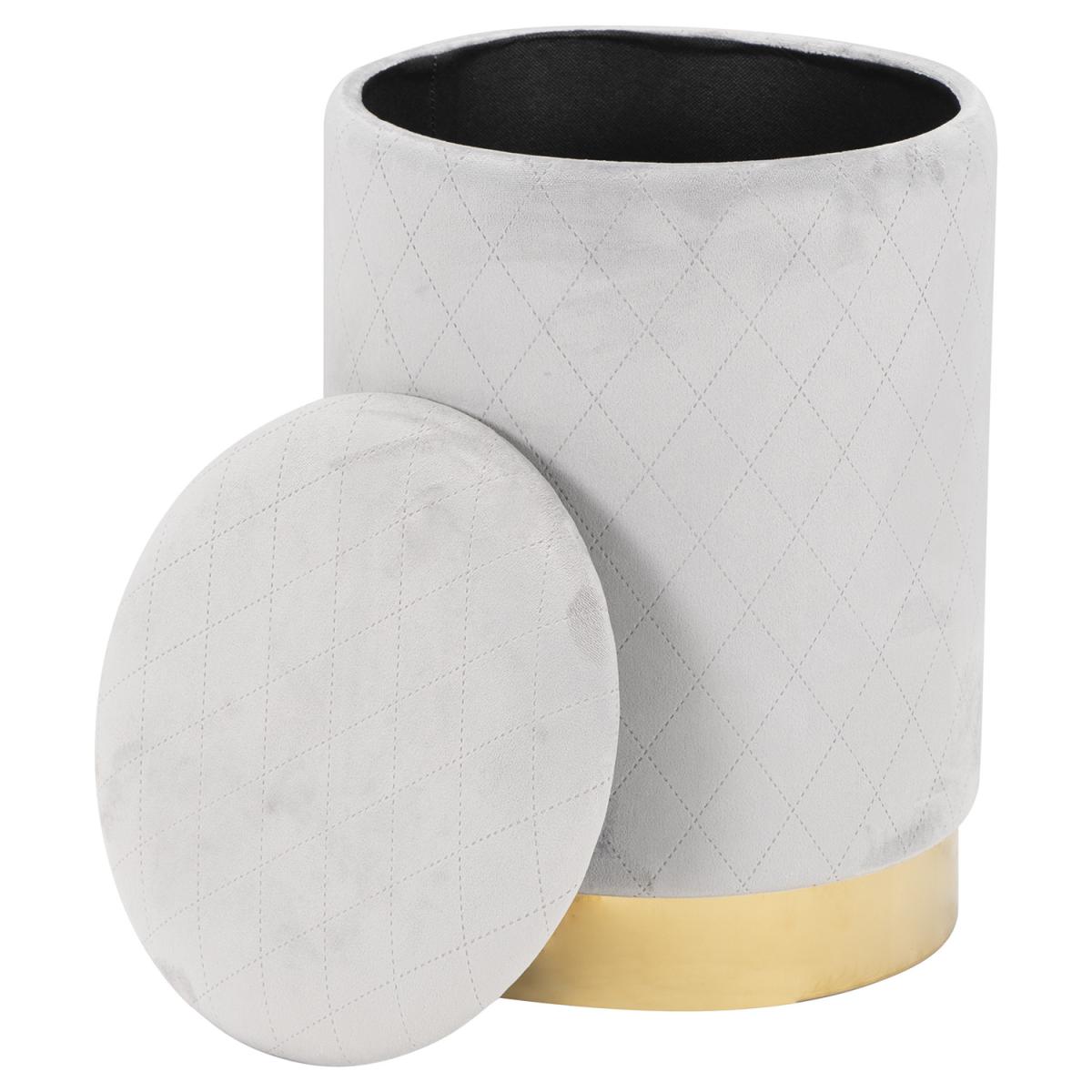 Grey Quilted Storage Stool – image 3