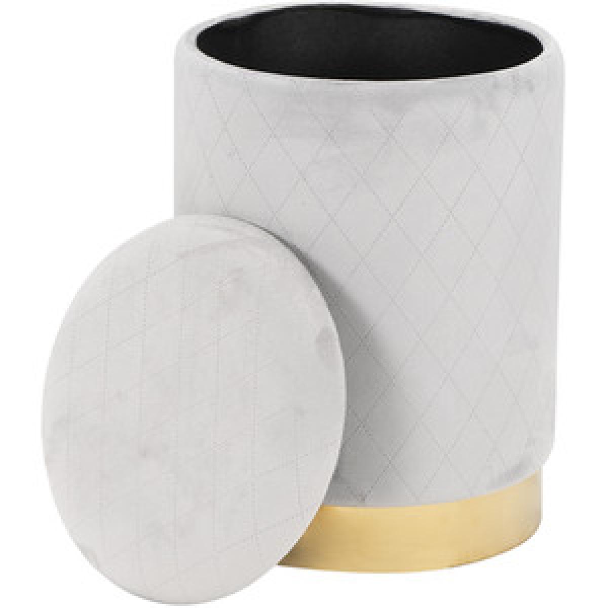 Grey Quilted Storage Stool – image 5