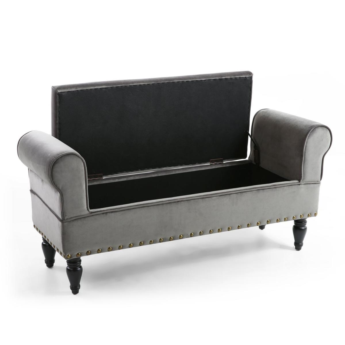 Downtown Storage Brushed Velvet Grey Ottoman - Grey – image 2