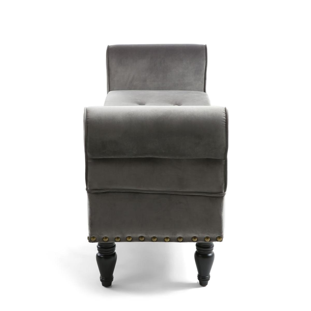 Downtown Storage Brushed Velvet Grey Ottoman - Grey – image 3